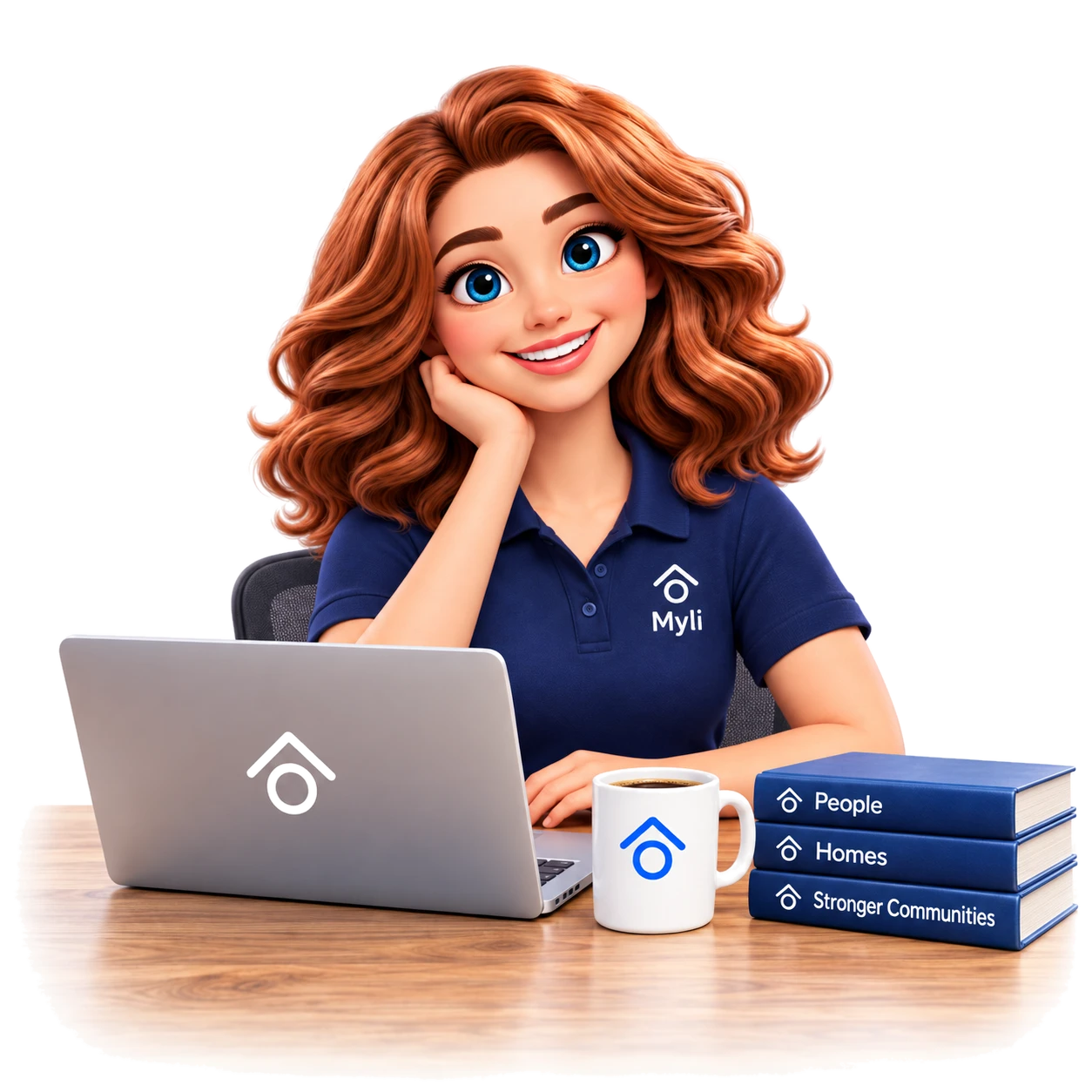 Myli, your home search companion, at her desk